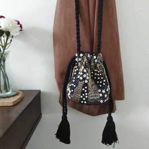 World Market Beaded Bucket Bag